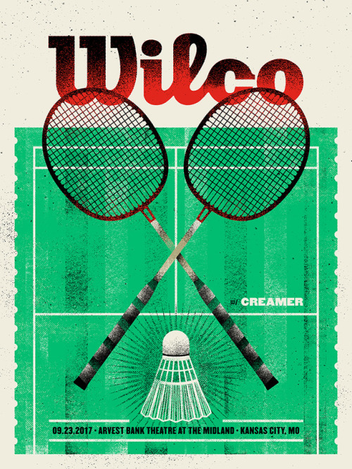 Setlist: Wilco at The Midland in Kansas City, MO on September 23, 2017.Poster by Zoca Studio Inc. Av