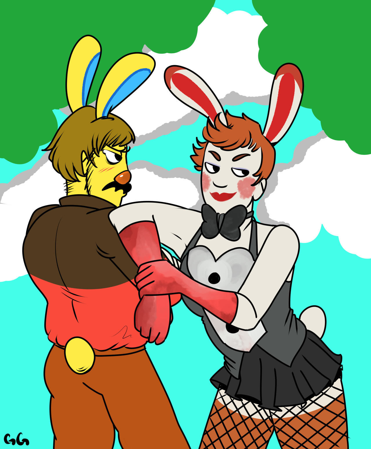 Sometimes I draw my Animal Crossing villagers too and likethese rabbits are dating officer #Animal Crossing#humanization #Tiffany (animal crossing)  #Gaston (animal crossing) #my fanart#crosspost