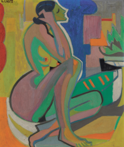 lawrenceleemagnuson:Andre Lhote (1885-1962) Femme assise (n.d.)oil on canvas 54.6 x 45.7 cm