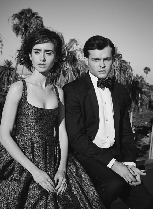 dailylilycollins: Lily Collins and Alden Ehrenreich  photographed by  Patrick Demarchelier