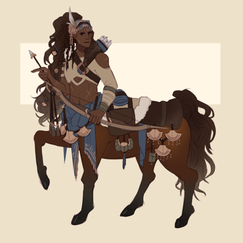  centaur / hunter ranger / female “"Agile, Archer, Desert"  dnd design for @NIRNROOT