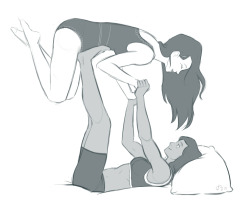 itscarororo:  drawn for a friend, who wanted korrasami based on this image!  so cute &gt; u&lt; &lt;3 &lt;3 &lt;3