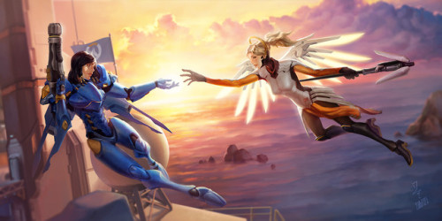 Genesis - Pharah x Mercy  Chen Starry www.artstation.com/artwork/K2E34