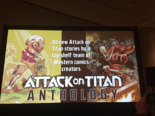 Live blogging: Besides reannouncing volume 17’s english release, the “Biggest Attack on Titan Announcement Ever” at NYCC is about an upcoming new SnK anthology by top western comic artists, managed by @kodanshacomics! The storylines are still in