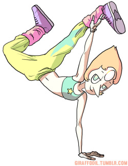 giraffodil:  Dance Style AU A lot of people have been saying that Hiphop doesn’t suit Pearl, so I changed her facial expression in the pic to get my point across.  Salty smartass Pearl, who can lift her leg straight up over her head and walks on point