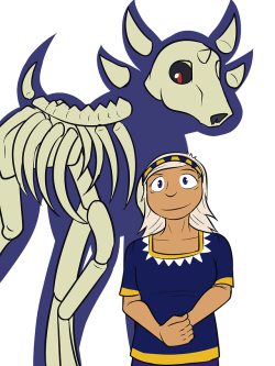 Gym Leader Design6th gym leader design for the fan game I started.  This is Grace, and she’s from a ghost town on the edge of the desert.  She specializes in ghost pokemon, including a new fakemon idea I had, of a ghost-bull with the skeleton still