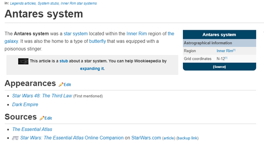 Stinger, Wookieepedia