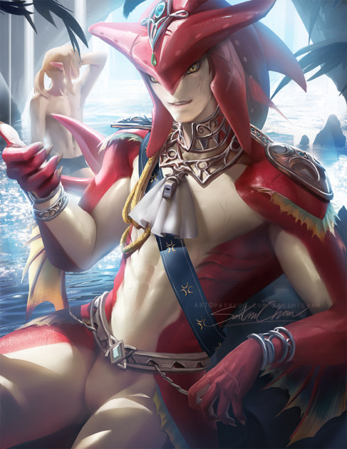 sakimichan:BOTW Attractive Zora humanoid prince Sidon <3 certainly very interesting to work on XD !nudie,PSD+3-4k HD jpg,steps, etc>https://www.patreon.com/posts/14568460