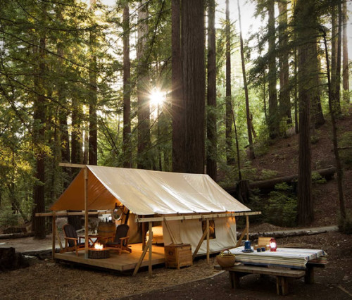 goodwoodwould:  Good wood - ok so maybe it’s more in the woods than made of wood but who cares…. loving Ventana’s Redwood Camping Glampsite, perched on the edge of the Big Sur, overlooking the dramatic California coastline. Time to escape to the