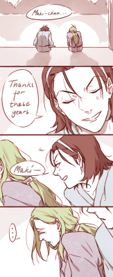 konnahdot:  hahah silly toumaki comic— obviously inspired by the Re:Ride clipsi was gonna continue it, but got lazyand i just rly like maki with a middle part ♥