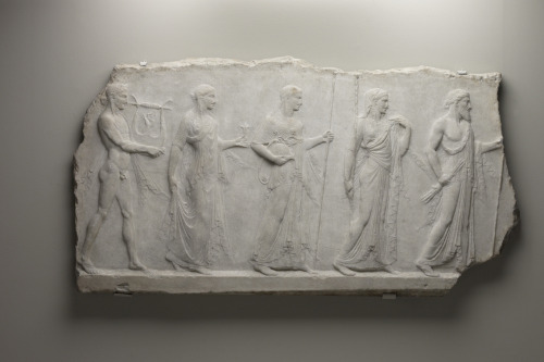 theancientwayoflife:~ Archaistic relief showing five divinities: Zeus, Hera, Athena, Aphrodite, and 