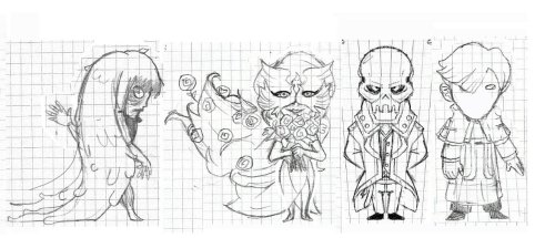 Some sketches from most of the cast of The Sexy Brutale. I wanted to do something like two posters w