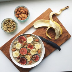 Iamnotover:  Breakfast Was Gooey Vanilla Maca Banana Chia Pudding With Banana, Figs,