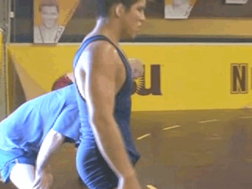 peeking-out-males:  sixtypackstud:  Olympic Wrestler Henry Cejudo pops a boner in his wrestling singlet. Embarrassing!!!   Peeking Out MalesSpy on dicks… with no risk of being caught! 