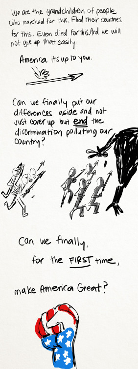 aphtoncorbin:  I made a comic, to express some of the emotions I’ve felt due to the latest election results! We have work to do.  