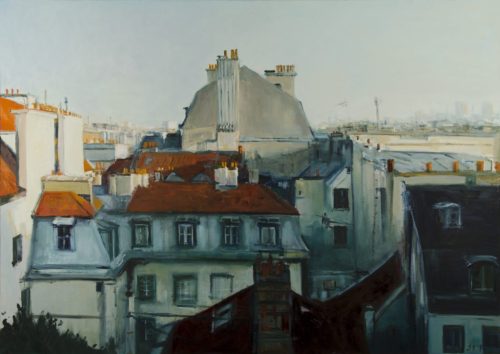 Roofs of Paris in morning light   -   Jan Pieter FoppenDutch,b.1972-oil on canvas,140 x 100 cm.