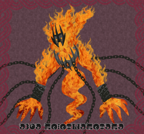 The witch of flames, her nature is escalation. She is locked up in chains, in a constant battle of c