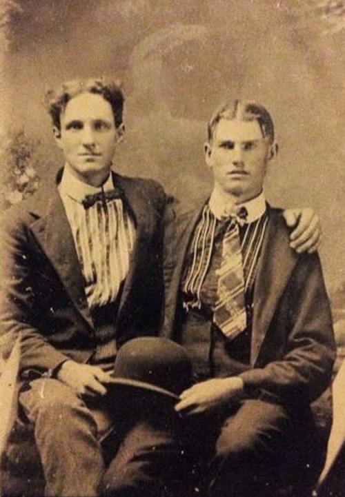 bowlersandhighcollars:Amazing! These two are the same couple. The tintype is of my collection, the