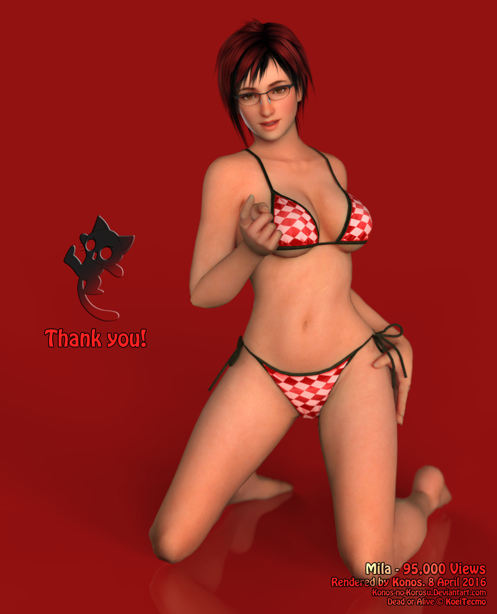 konos-of-deviantart:  Mila - 95,000 Views Pin-Up poster style by Konos-no-KorosuTwo