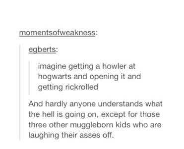 wilwheaton:  kuribohkun:   sherlockocity:  Muggleborn students at Hogwarts (part 1/?)  This is beautiful.     Forever reblog because this is fucking wonderful.