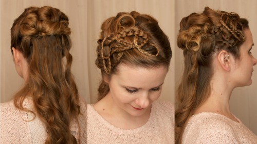 The thumbnail and collage photo from my recent hair video on youtube: Victorian Style Hair Insp