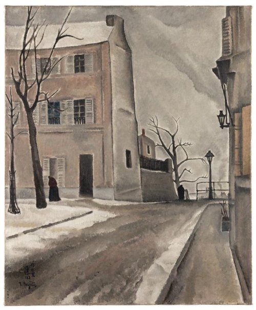 Paysage de Paris , Place du Tertre   -   Leonard Tsuguharu Foujita , 1917.Japanese , 1886-1986Oil on