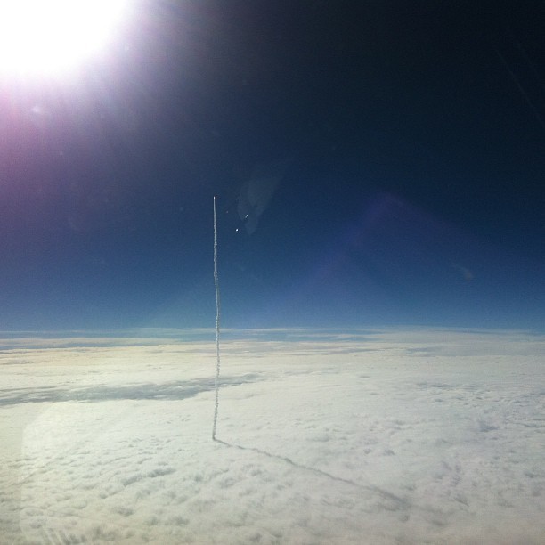 kingcheddarxvii:  spaceexp:  A rocket leaving Earth’s atmosphere via reddit  There