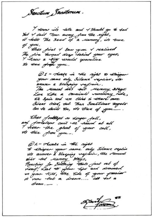 dykevanian:Dave’s handwritten lyrics to “Sanctum Sanctorum”. He’s got such elegant, majestic handwri