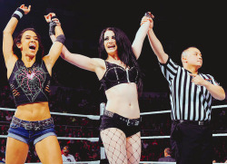 extremeviki54:  Paige &amp; Aj// The Bellas   Love it&hellip;