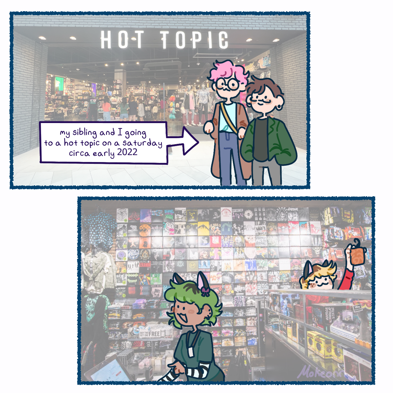 mokeonn:I made a comic about how a bunch of Hot Topic employees single-handedly started