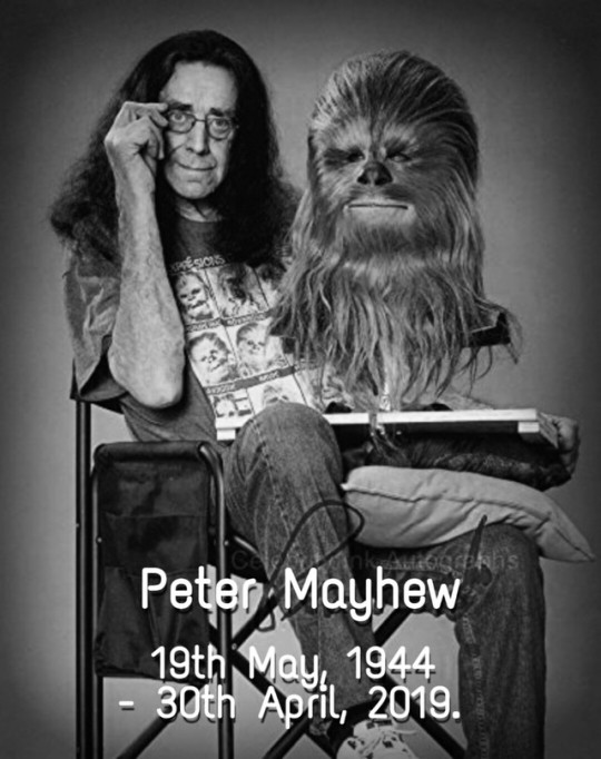 headlesshorsemanxiii: Saddened to hear the news of the death of the quintessential Wookie, the definition of the gentle giant, Peter Mayhew, at the age of 74 on Tuesday.    RIP  Wookie