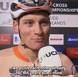 Mathieu Van Der Poel Being Asked If He Had A Word For Wout Van Aert After The Cyclocross World Championships