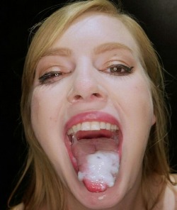 Mouthful-Portraits:  White Hot Creamy Loads Down The Hatch! Good Girl!