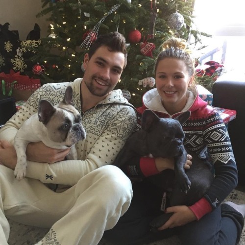 Cody Ceci and his girlfriend, Jamie Thompson, and their dogs, Zeus and Hugo, during Christmas 2016(S