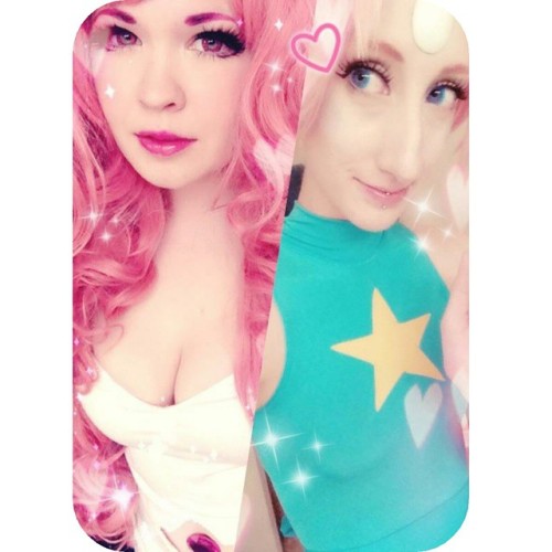 centurycreeper:  💗🌹🌸why would I ever want to go home if you’re here??🌸🌹💗 #stevenuniverse #pearl #rosequartz #cosplay w/ @psychedelicpaprika💕💕  > u< <3