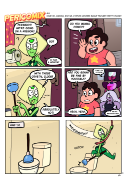 eyzmaster:  PeriComix by theEyZmaster Someone asked me recently to draw more comic pages. So here it is!Here’s something I really wanted to do for a while - a random Steven Universe comic!   my silly peri~ &lt;3 &lt;3 &lt;3