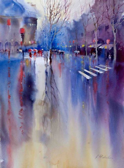 culturenlifestyle: Expressive Cityscape Watercolor Paintings by Viktoria Prischedko German artist Vi