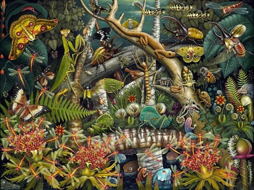 This is my most recent large painting, “MANTIS MUNDI, The Mantis’s World” - 30 x 4