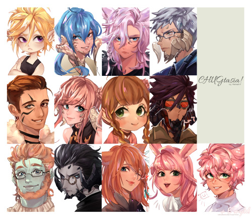 our fc did a ‘draw each other’s ffxiv characters’ challenge with each other and this is my side of t