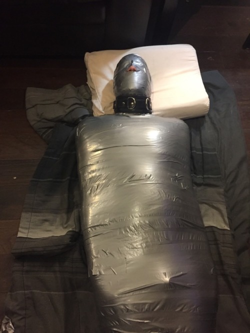 sir-erik:  pupcolter: Well, of course I wanted to be mummified! And of course @jramos007 was happy to oblige. I wish that bulge you could see was just my dick, but there was also a chastity cage over it that I was straining against for that entire time.