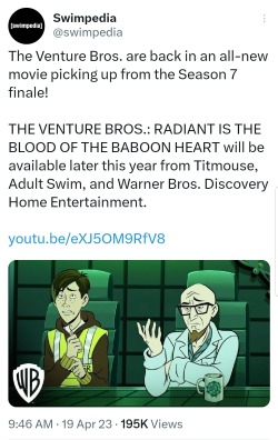 Venture Bros movie CONFIRMED to be coming out this year! We also have a full title now: Venture Bros: Radiant is the Blood of the Baboon HeartAnd new screenshot of the film!(Source)