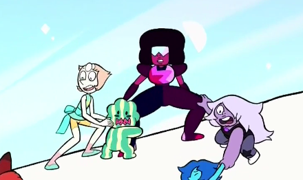 yourbeautyandyourworth:  my post that insinuates garnet may have chosen not save jasper has a couple responses along the lines of “she was busy holding amethyst and watermelon steven!” and in the interest of fairness, I’d like to investigate these
