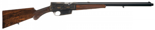 Exhibition quality gold inlaid Fabrique Nationale Model 1900 semi automatic rifle.