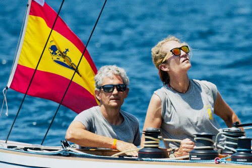 2 August 2018 | Infanta Elena of Spain competes on board of Titia during the 37th Copa del Rey Mapfr
