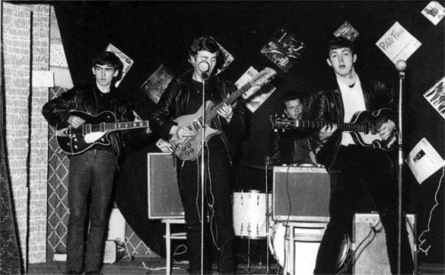 ‪The Beatles performing for a roaring crowd of 18 people at the Palais Ballroom in Aldershot. Decemb