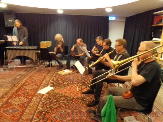 5/20/14 Another session meeting and work-shopping with Great Learning Orchestra in Stockholm,with expanded instrumentation this evening. Excited to work with them!