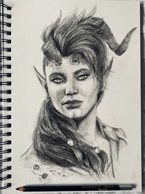 Karlach, Charcoal On Paper Was As Delightful To Draw As She Is!