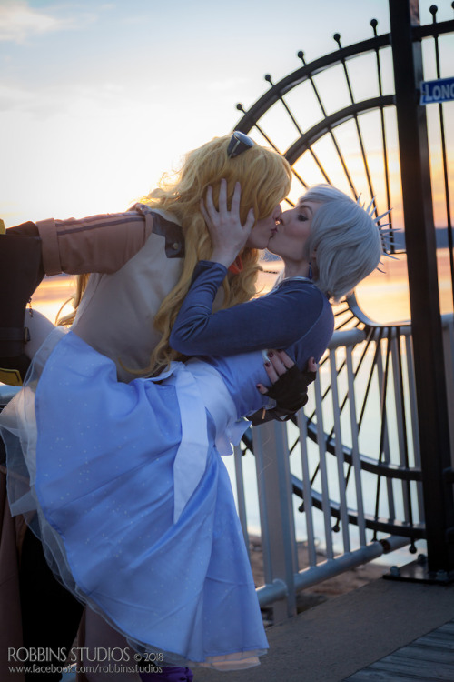 THIS ISN’T EVEN MY SHIP.  Weiss is Elegant ValkyrieI’m Yang, you know me, good ol’ Microkitty we did a whole nsfw set as Yang and Weiss, not sure what month I’ll put it on patreon yet, but I was super pumped about these sunset photos and wanted