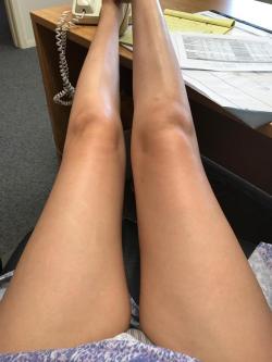sexyworkselfies:  Legs- Perks of wife having her own office