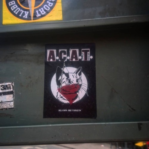 Anarchist stickers seen around Stockholm, Sweden